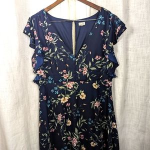Bluebell Collection  Blue Plus Size  Floral Dress 1X